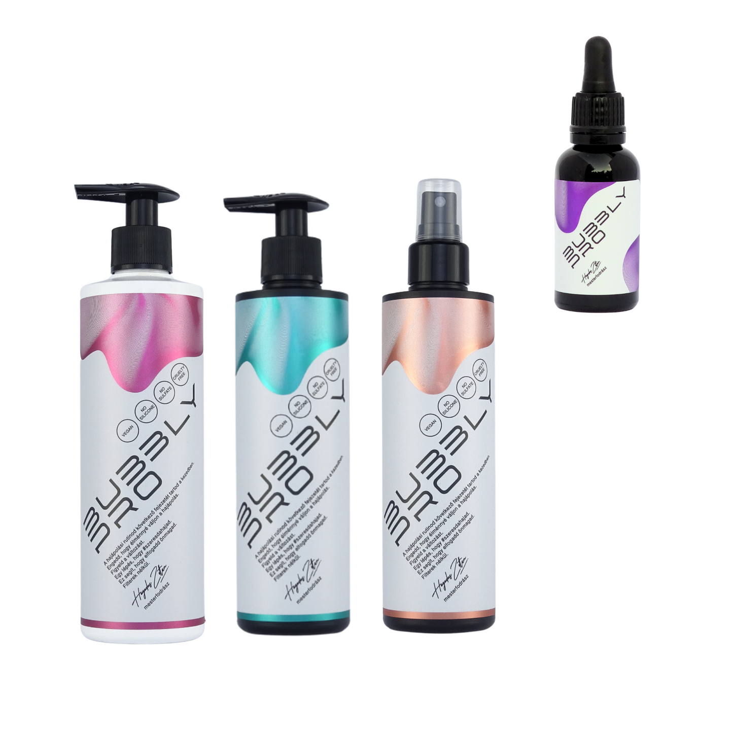 BubblyPro MidiPack +AJÁNDÉK BubblyPro Finishing Oil (professzionális sampon +balzsam-pakolás +leave-in balzsam +finishing oil)