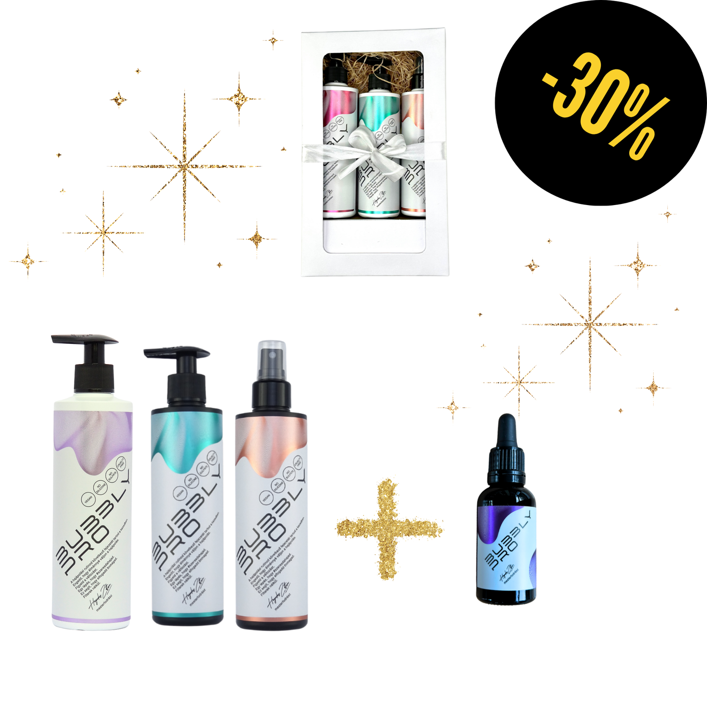 BubblyPro Midipack VOLUME sampon+hajvégápoló olaj - Ajándék dobozban