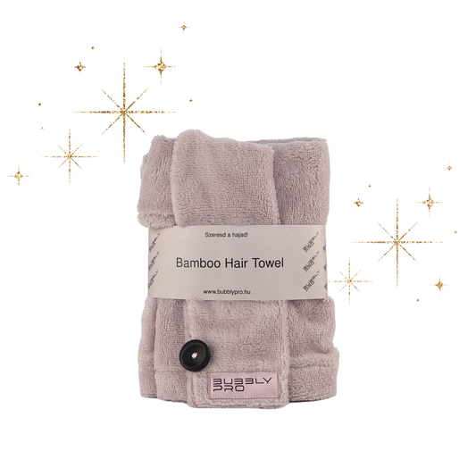 BubblyPro Bambusz Hajtörölköző  rózsaszín/fekete/krém